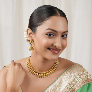 Beautiful paisley antique gold stone necklace set