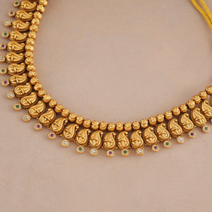 Beautiful paisley antique gold stone necklace set