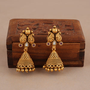 Beautiful paisley antique gold stone necklace set