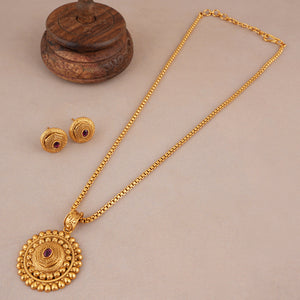 Cute antique gold elegant antique gold stone pendant set