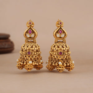 Traditional antique gold rajwadi multicolor pearl necklace set