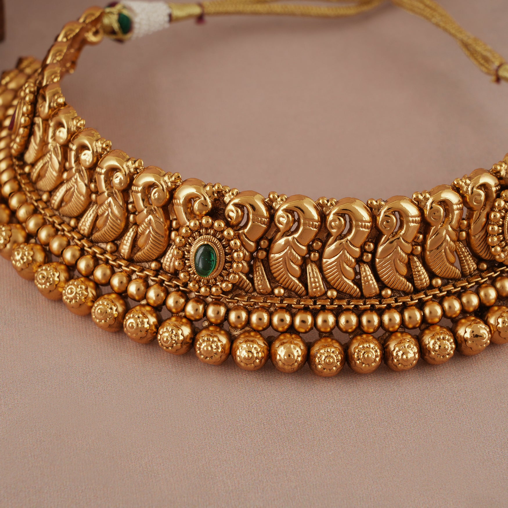 Stunning antique gold stone choker necklace set