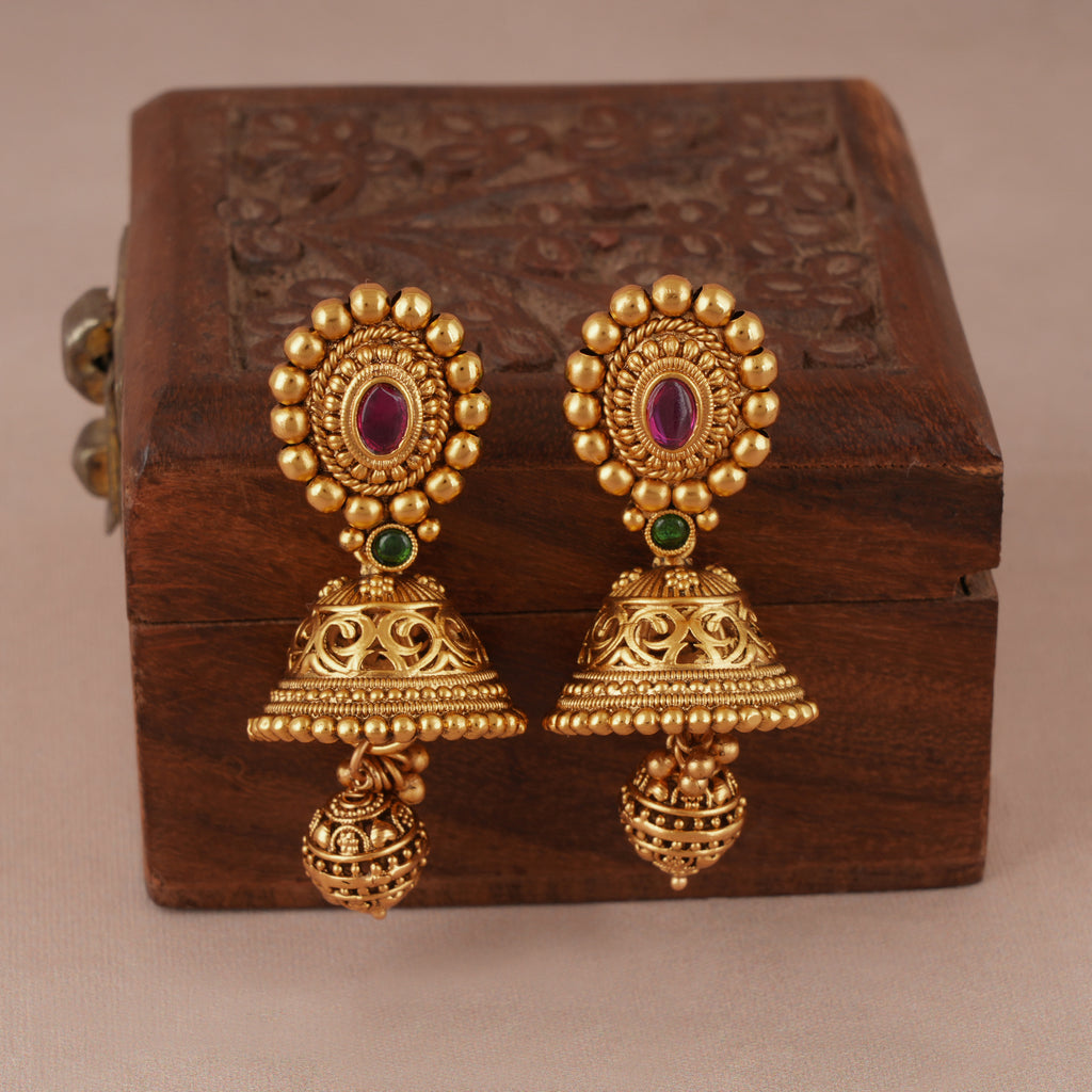 Stunning antique gold stone choker necklace set