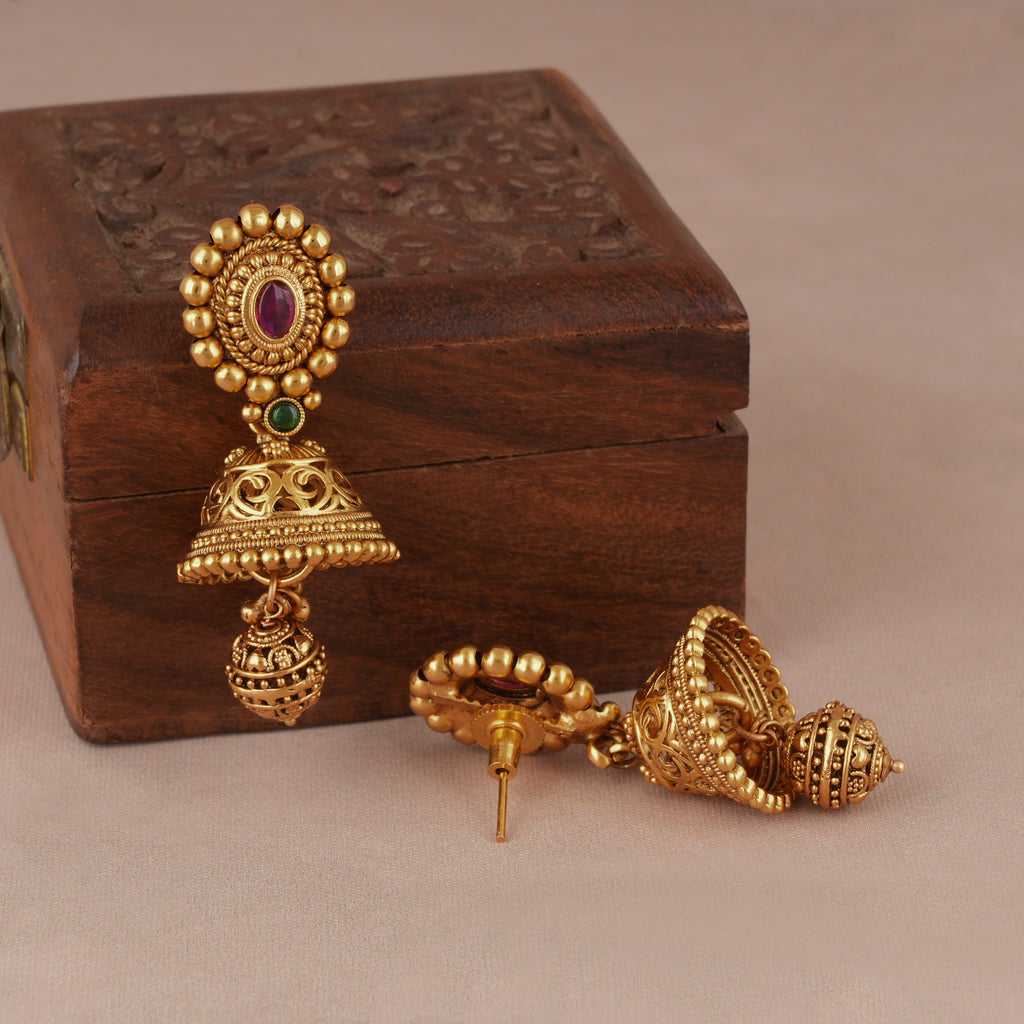 Stunning antique gold stone choker necklace set