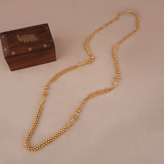 Beautiful plain antique gold mala necklace