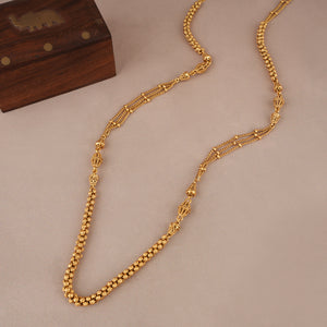 Beautiful plain antique gold mala necklace