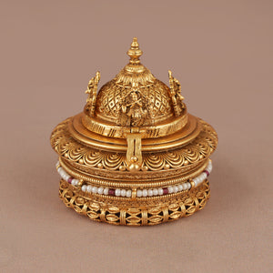Traditional antique gold lord krishna sindoor box I Temple Jewellery