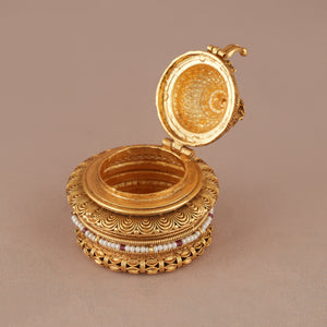 Traditional antique gold lord krishna sindoor box I Temple Jewellery