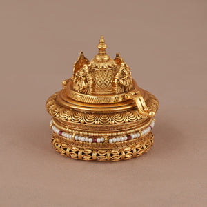 Traditional antique gold lord krishna sindoor box I Temple Jewellery