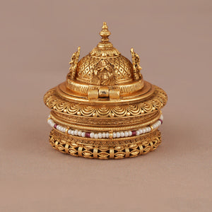 Traditional antique gold lord krishna sindoor box I Temple Jewellery