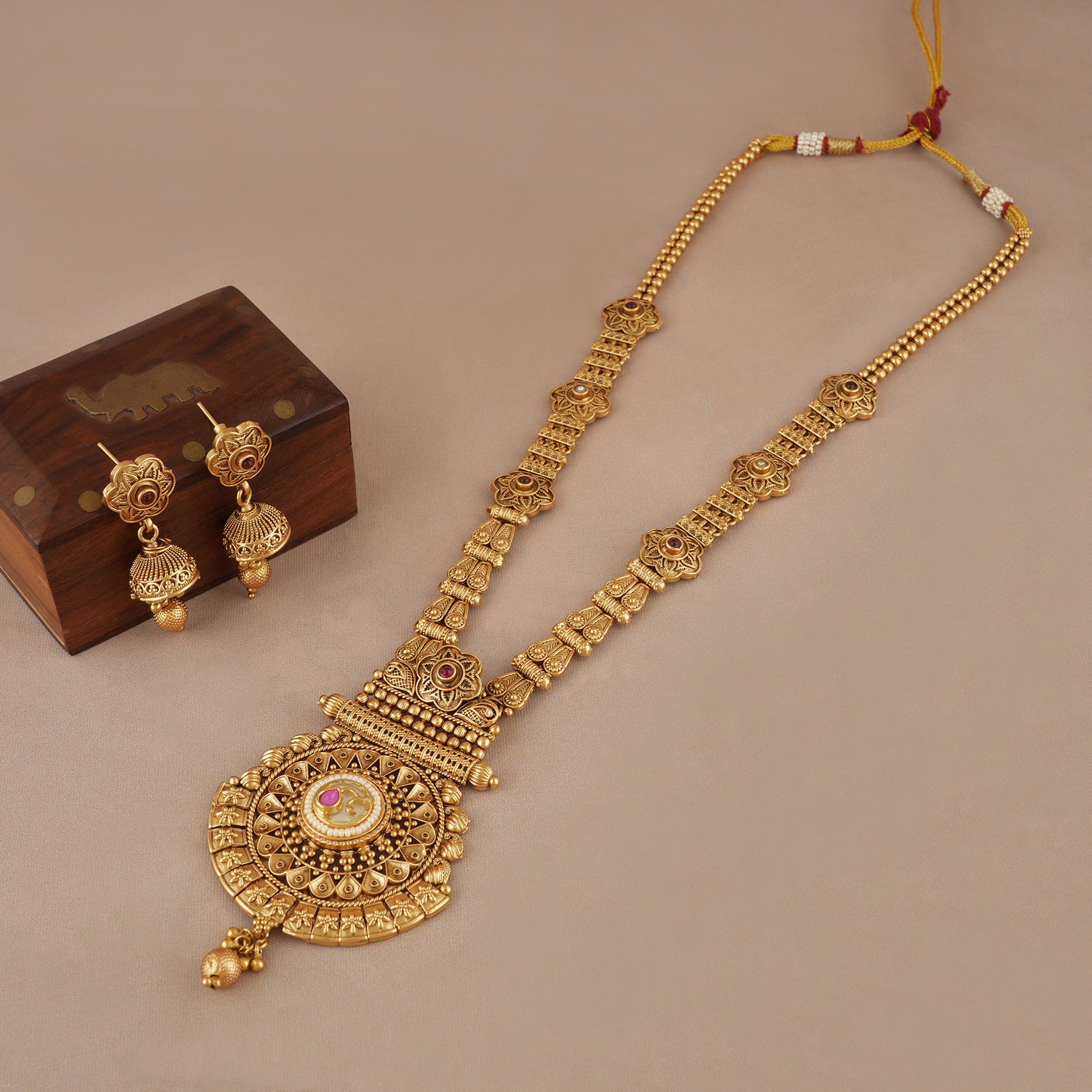 Long stunning gold plated necklace set