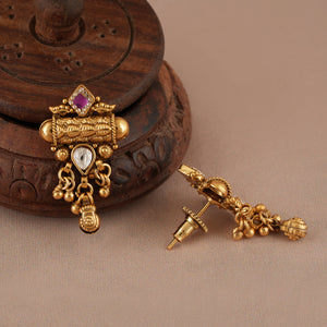 Long antique gold stone mangalstura set