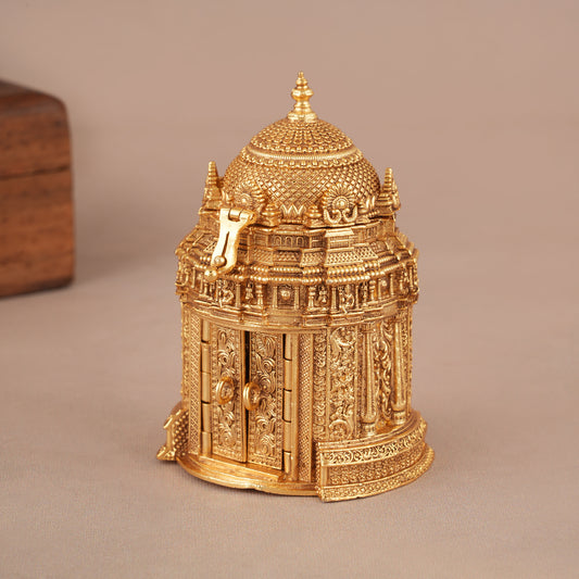 Auspicious gold plated ma lakshmi sindoor box I Temple Jewellery