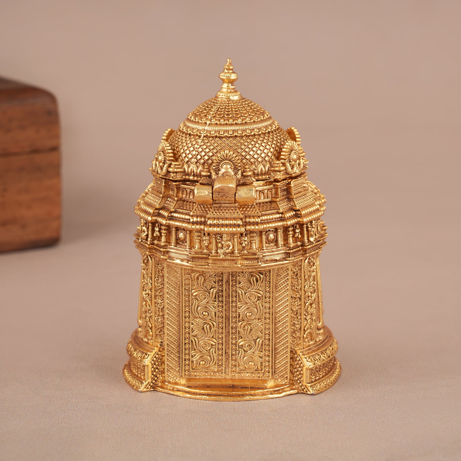 Auspicious gold plated ma lakshmi sindoor box I Temple Jewellery