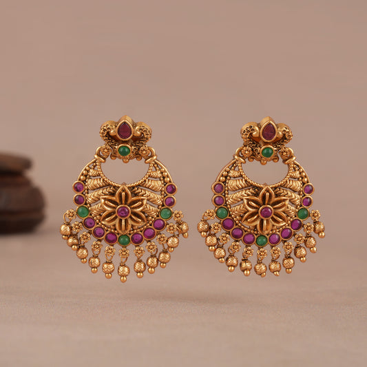 Cute antique gold multicolor earring