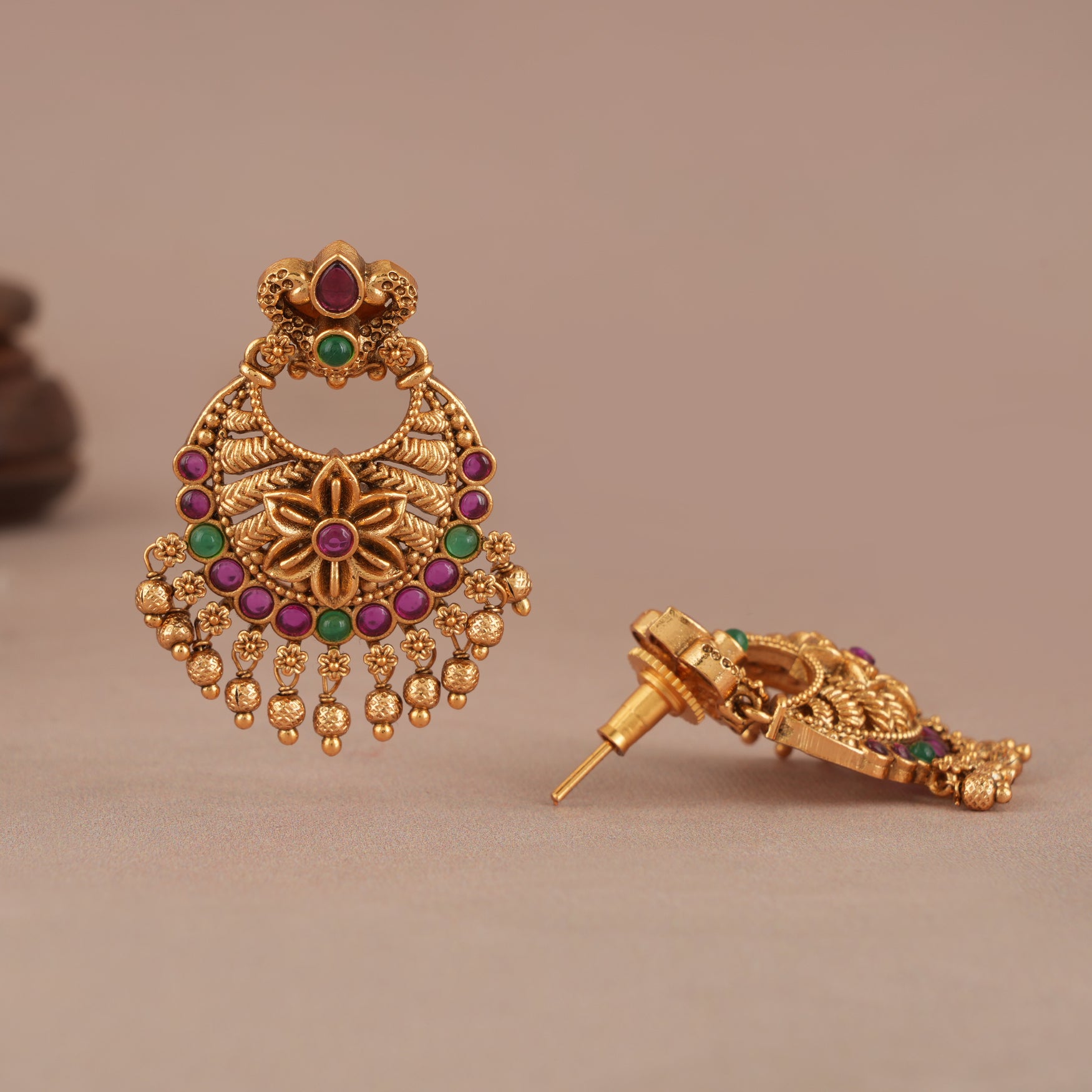 Cute antique gold multicolor earring
