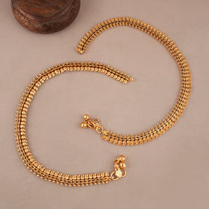 Cute delicate plain antique gold anklet