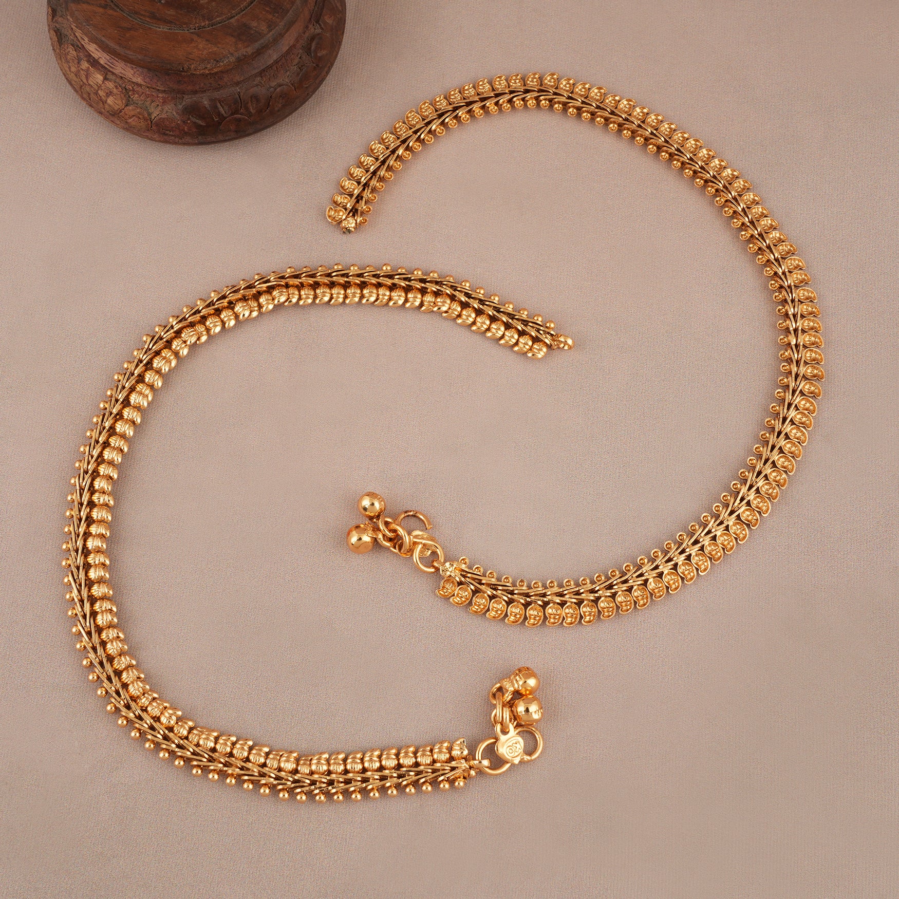 Cute delicate plain antique gold anklet