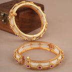 Amazing pearl ruby stone bangle set