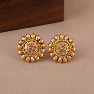 Long antique gold three layer mala necklace set