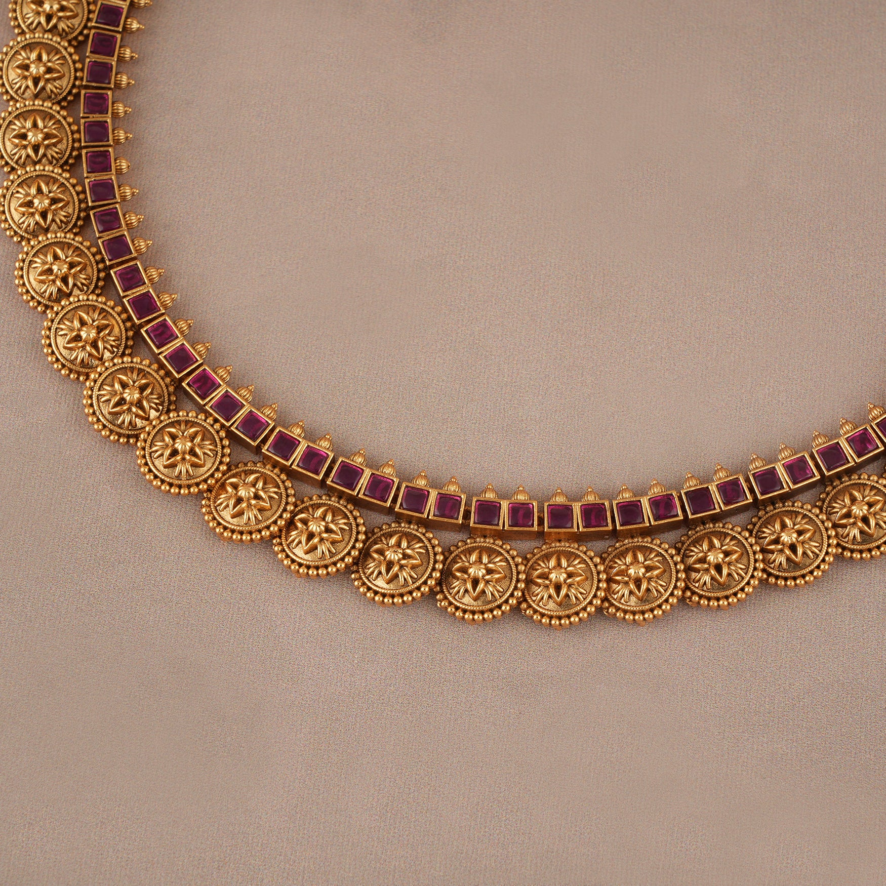 Stunning antique gold ruby necklace set
