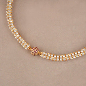 Cute elegant gold pearl necklace set