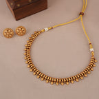 Delicate plain antique gold choker necklace set