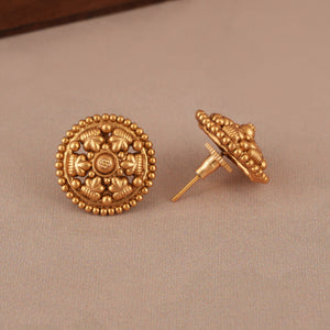 Delicate plain antique gold choker necklace set