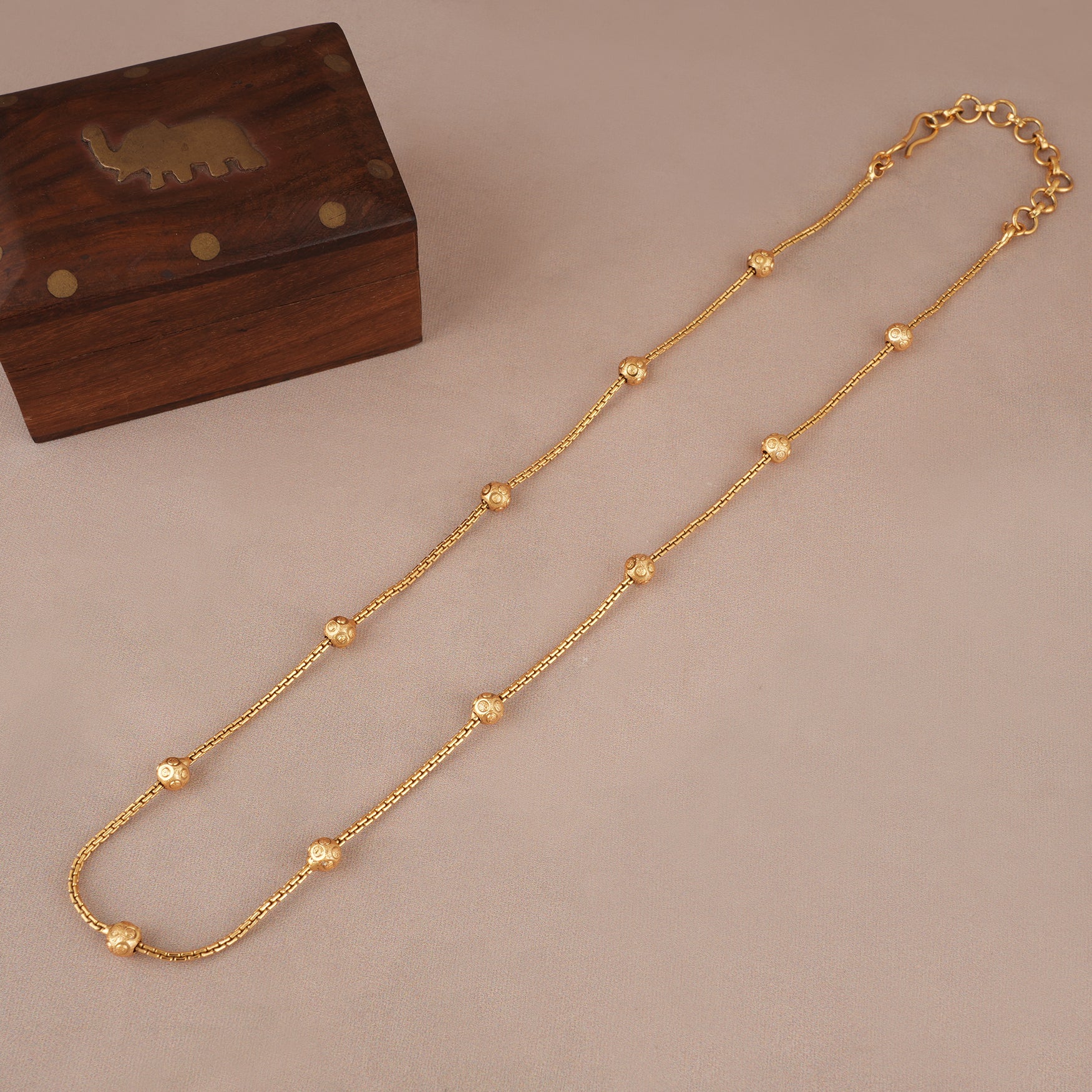 Tiny beads gold plated chain