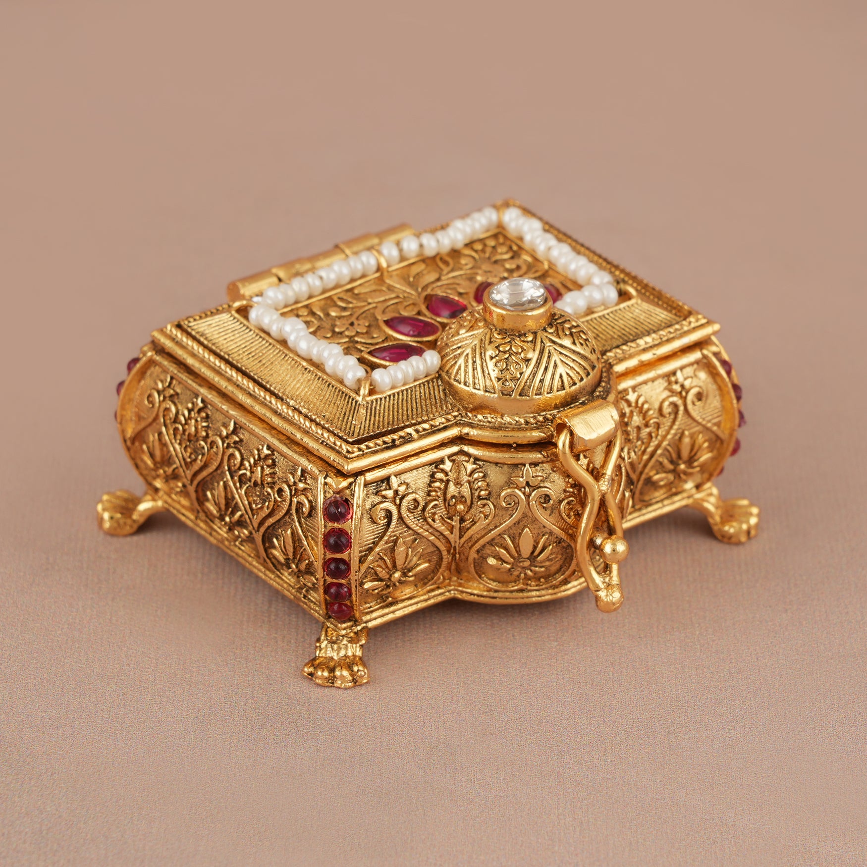 Stunning antique gold sindoor box