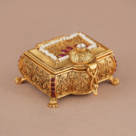 Stunning antique gold sindoor box