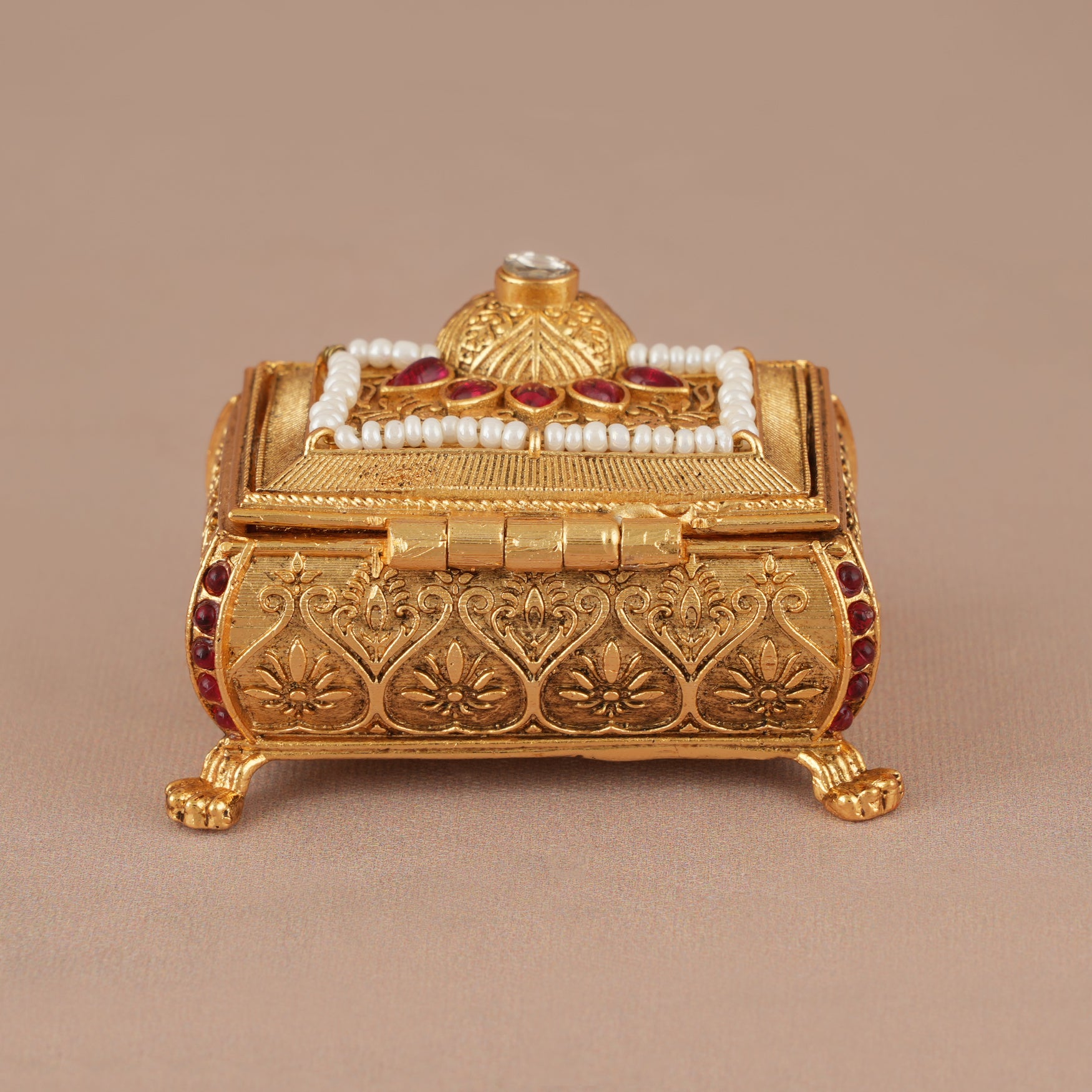 Stunning antique gold sindoor box