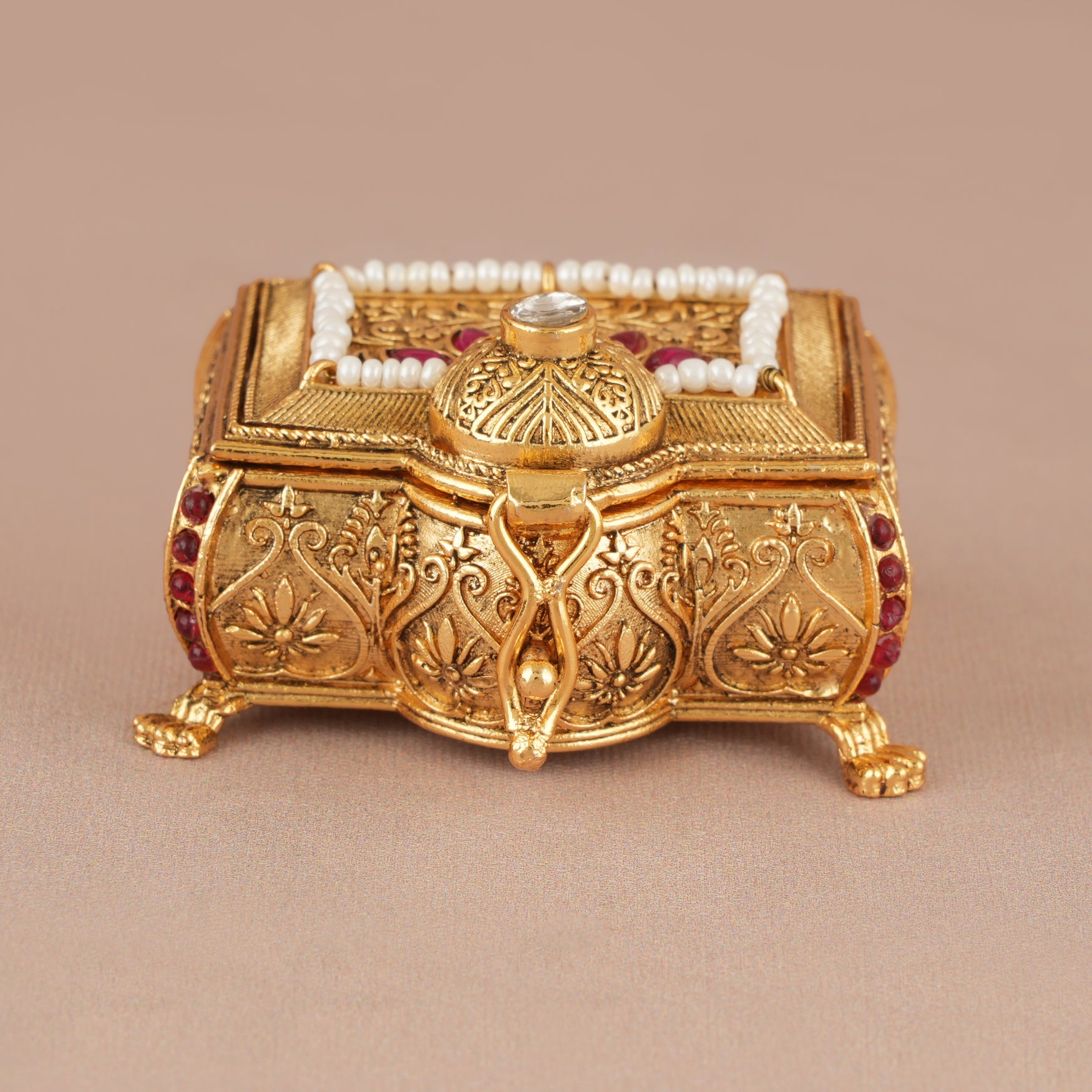 Stunning antique gold sindoor box