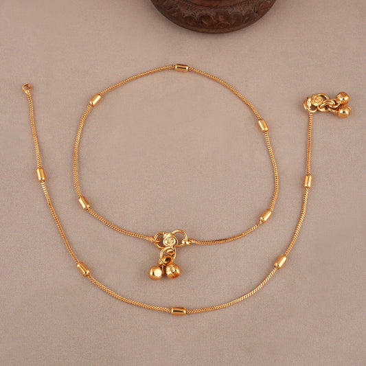 Plain antique gold delicate anklet