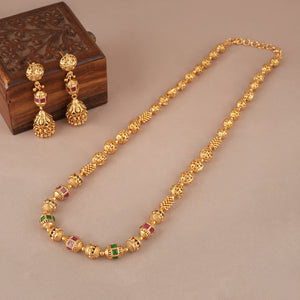 Beautiful multicolor stone gold plated mala set