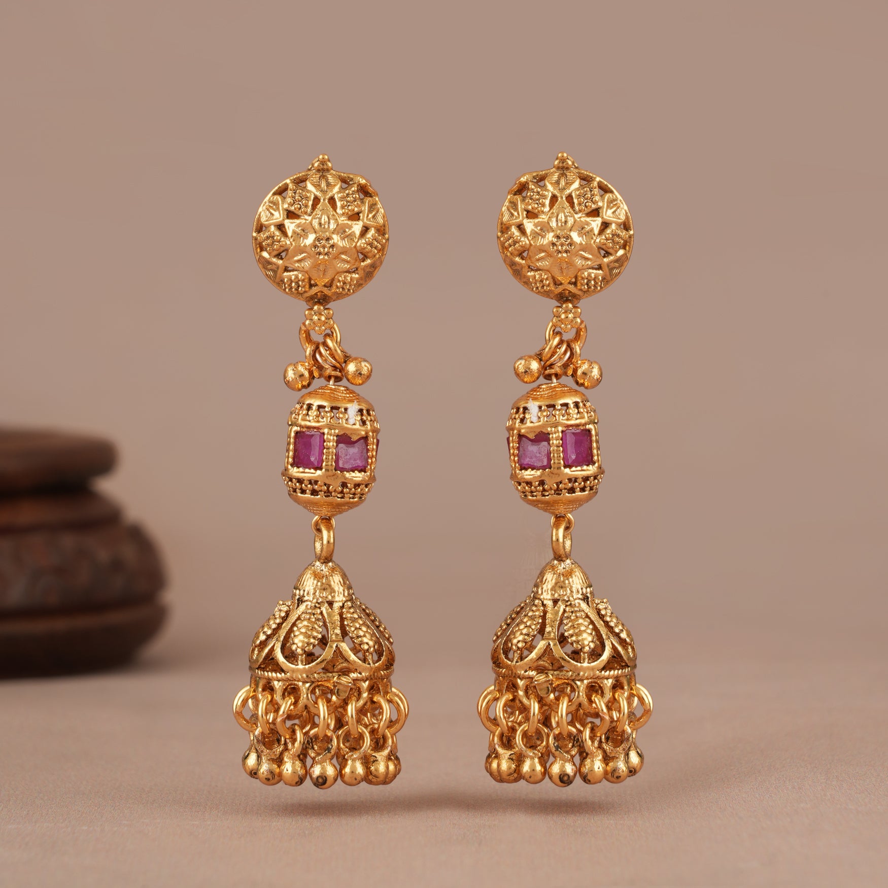 Beautiful multicolor stone gold plated mala set