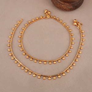 Elegant plain antique gold anklet set