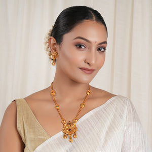 Long stunning antique gold stone necklace set