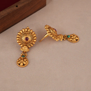 Long stunning antique gold stone necklace set