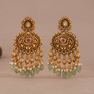 Long antique gold stunning stone drop earring