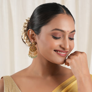 Long antique gold stunning stone drop earring