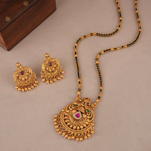 Beautiful stone antique gold mangalsutra set