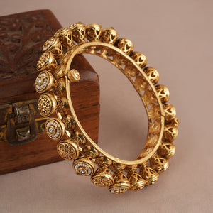 Stunning antique gold kundan pacheli kada bangle