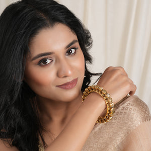 Stunning antique gold kundan pacheli kada bangle