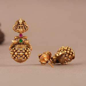 Elegant antique gold maa lakshmi stone earring I Temple Jewellery