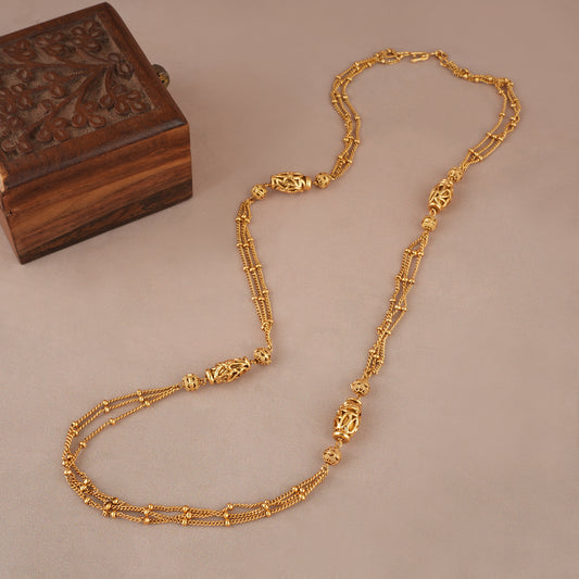 Long plain antique gold chain mala