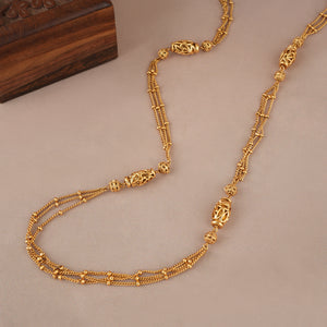Long plain antique gold chain mala