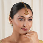 Elegant antique gold pearl maangtika