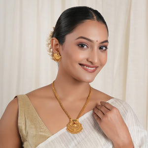 Long stunning plain antique gold necklace set