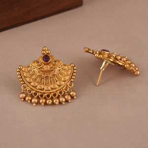 Long stunning plain antique gold necklace set